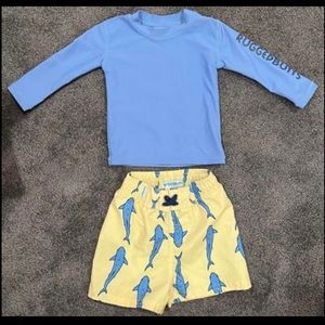Rugged butts shark two piece bathing suit